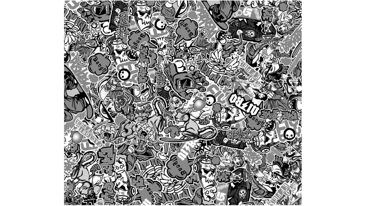 Autocollant+STICKERBOMB+XL+design+1+en+noir%2Fblanc+152+x+200cm
